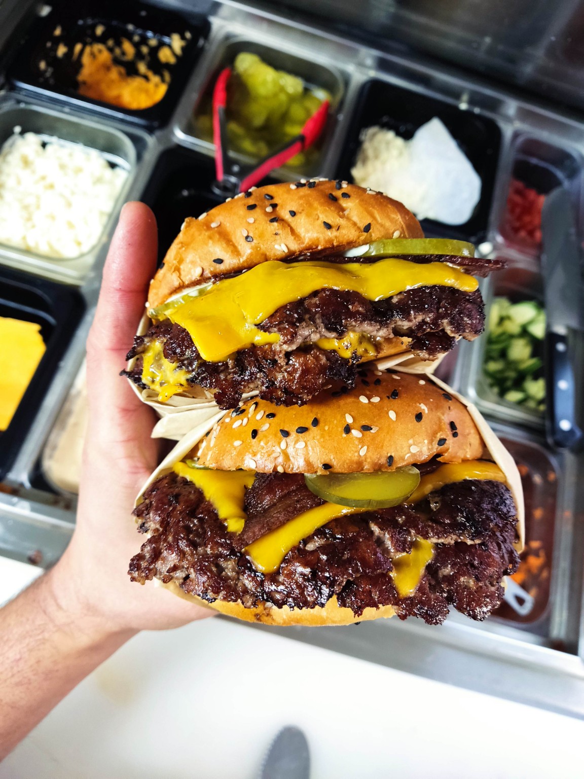 Two Patagón smash burgers